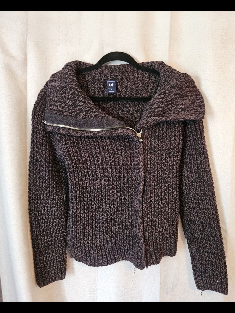 GAP Women's Chunky Zip Cardigan in Heathered Brown